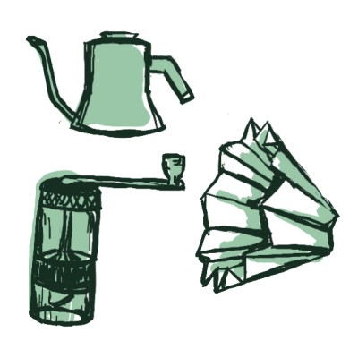 Illustration of coffee equipment and accessories